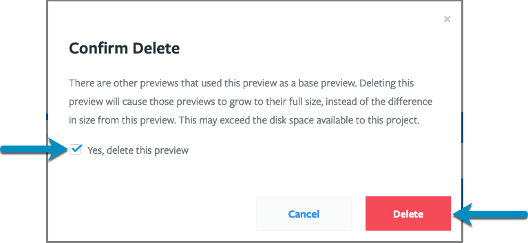 Confirm Preview delete and press Delete button