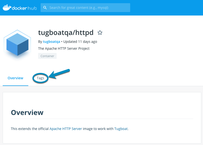 Browse image tags on Docker Hub