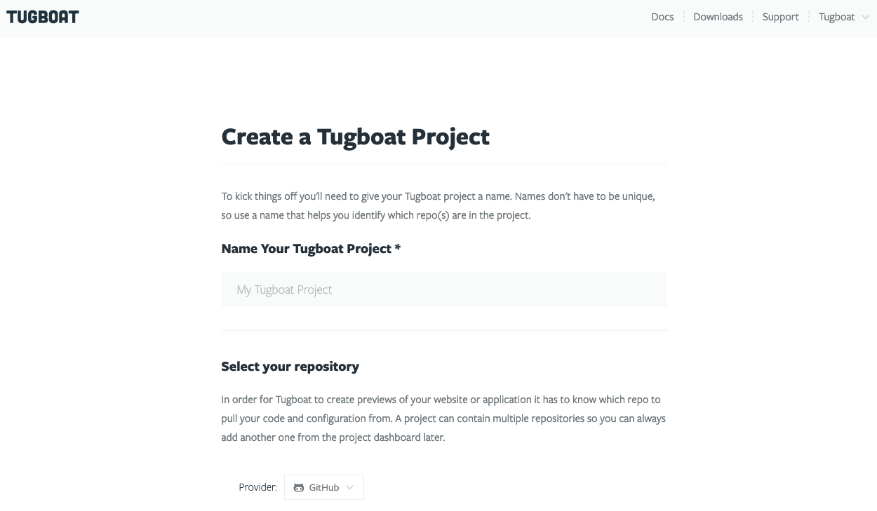 Create a Tugboat Project